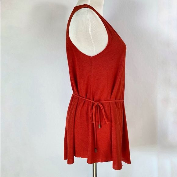 ZARA W&B V-Neck Faux Wrap Sleeveless Blouse Top Red Orange - Picture 2 of 5
